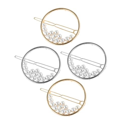 Gatuida 4 Stück Teiliges Runde Hohle Perlen haarspangen Stilvolle Haarnadeln für Frauen Vielseitig Kombinierbar Glänzend Gold Silberfarben Modischer Haarschmuck für Besondere Anlässe von Gatuida