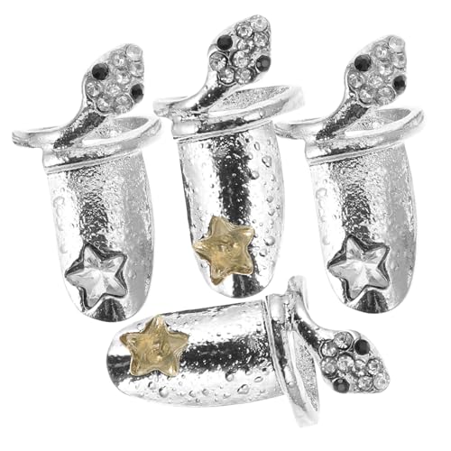 Gatuida 4 Stück Teiliges Schlangen Nagelring für Damen Fingernägel Ringe Langlebigem Legierungsmaterial Leicht und für Täglichen Gebrauch und Besondere Anlässe Zufällige Zufällige Farbe von Gatuida