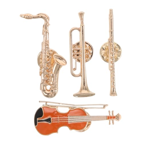 Gatuida 4 Stück Teiliges Set Musikinstrumente Broschen Vintage Gitarre Saxophon Trompete Flöte Metall Anstecknadeln für Musikliebhaber für Jacken Hüte und Rucksäcke von Gatuida
