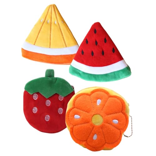 Gatuida 4 Stück Teiliges Süße Kleine Münzgeldbörsen mit Reißverschluss Cartoon Obst Design Portemonnaie für Damen Geeignet für Schlüssel Karten Kosmetik und Kleingeld Praktisch für Reisen von Gatuida