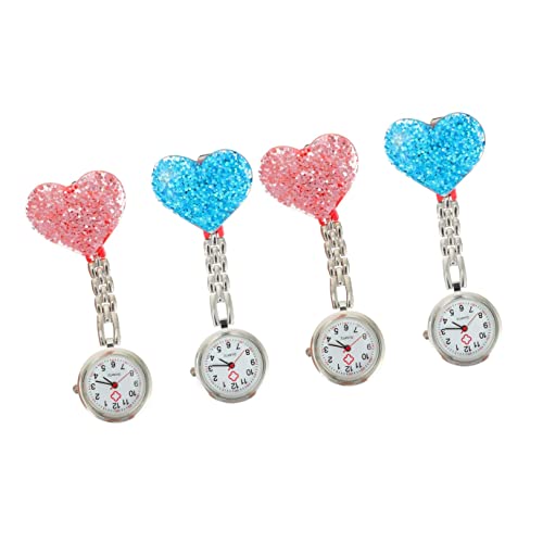 Gatuida 4stücke Herzform Fob Uhr Farbenfrohe Clip Pflegeuhr Für Tragbare Taschenuhr Für Arbeitsalltag von Gatuida
