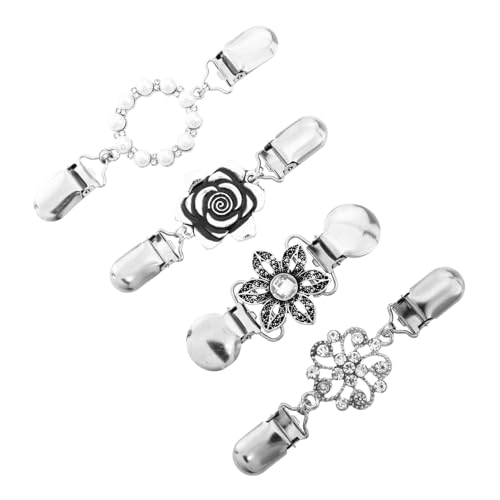 Gatuida 4 Stück Vintage Blumenmuster Schal Clips Cardigan Pullover Klammern für Damen Modisches Accessoire zur Fixierung von Kleidern und Schals Langlebig und von Gatuida