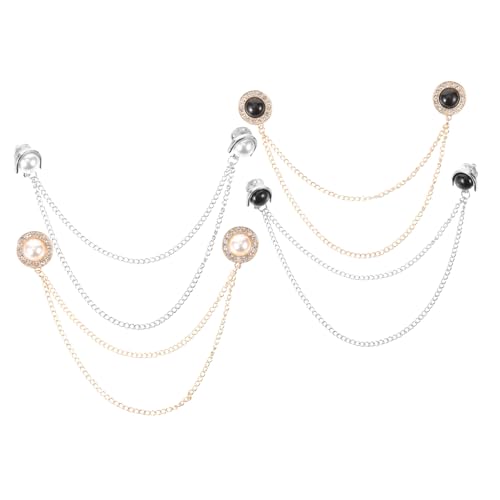Gatuida 4 Stück Vintage Strickjacken Clips mit Kette Teiliges Broschen Schmuck für Pullover Cardigan Umhang Bluse Eleganter Schmuck für Damenkleidung Vielseitige Kleidungsklammern von Gatuida