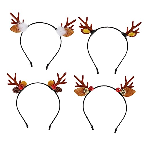 Gatuida 4 Stück Weihnachtliches Haarband mit Rentiergeweih Design Teiliges Kopfschmuck Accessoire für Mädchen für Weihnachtsfeiern und Partys von Gatuida