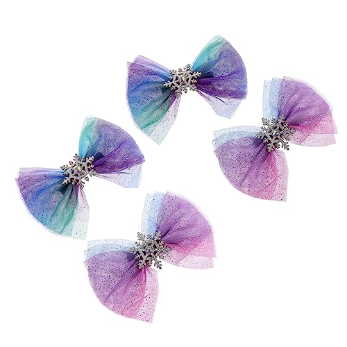 Gatuida 4 Stück Weihnachts Haarspangen mit Schleifen Design und Schneeflocken Dekoration Süße Haarclips für Mädchen für Feste und Besondere Anlässe von Gatuida