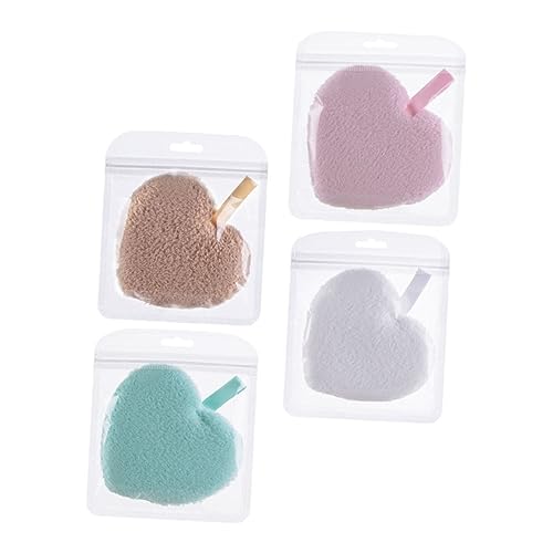 Gatuida 4 Stück Wiederverwendbare Herzförmige Reinigungsschwämme Sanfte Make Up Entfernung Exfolierende Gesichtspads Hautfreundlich Geeignet für Tägliche Gesichtsreinigung bei Frauen und von Gatuida