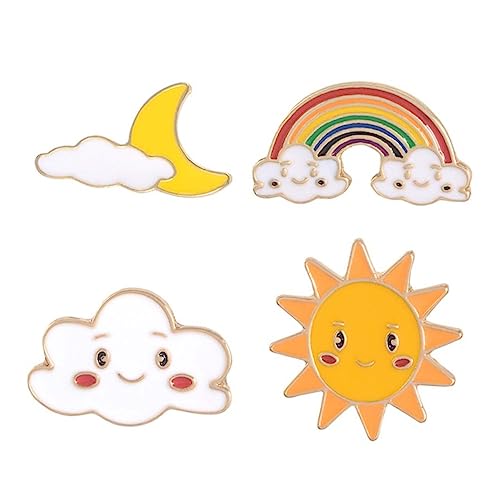 Gatuida 4stücke -regenbogen-brosche Kreative Sonne-mond-regenbogen-wolken-brosche Dekoration Für Kleidung Mädchen Damen von Gatuida