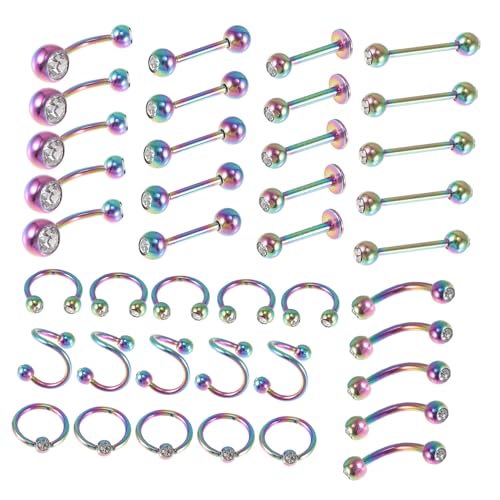 Gatuida 40 Stück Teiliges Piercing Lippenpiercing Schmuck Unisex Leicht und Komfortabel Modisch für Damen und Herren für Piercing von Gatuida
