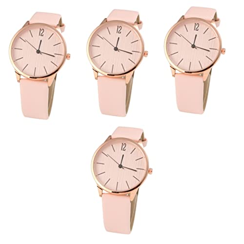 Gatuida 4stücke Damen Armbanduhr Mit Verstellbarem Lederarmband Modische Quarzuhr Für Freizeit Und Alltag Stilvolle Uhr Für Mädchen Und Frauen Elegante Und Langlebige Armbanduhr von Gatuida