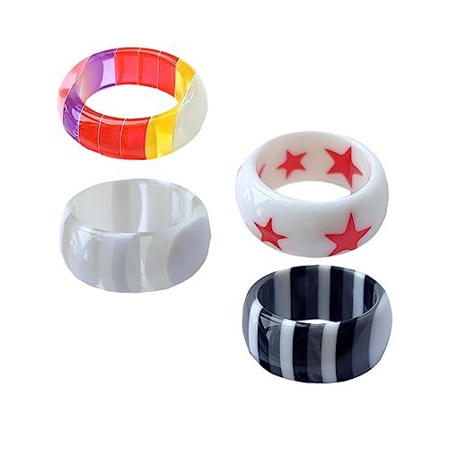 Gatuida 4stücke Harz Fingerringe Einzigartige Ringe Persönlichkeitsringe Feine Ringe Dekorative Finger-ringe von Gatuida