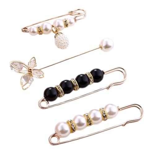 Gatuida 4Stücke Perle Sicherheitsnadel Brosche für Frauen Schal und Taillennadel zur Anpassung von Kleidung und Vermeidung von Sichtbarkeit Broschen für von Gatuida