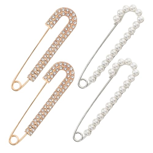 Gatuida 4Stücke Perlenbroschen für Damen Sicherheitsnadel Brosche mit Strass für Pullover Schal und Kleidungsstücke Mode Schmuckset für von Gatuida