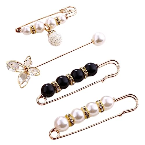 Gatuida 4Stücke Teiliges Sicherheitsnadel Brosche Pin für Pullover Schal Kleider und Hosen Ziersicherheitsnadeln Schmetterlings und Perlen Designs von Gatuida