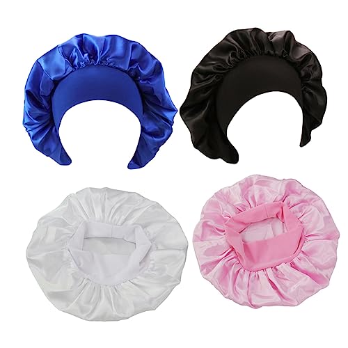 Gatuida 4stücke Satin Schlafmütze Für Frauen Elastisch Zum Schlafen Make-up-mütze Beauty-mütze Schlafhaube Aus Satin Schlafmütze Für Nacht von Gatuida
