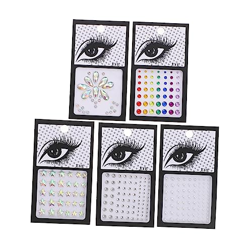 Gatuida 5blätter Selbstklebende Edelstein Juwelen Aufkleber Für Gesicht Augen Make-up Strass-gesichtsaufkleber Mit Verschiedenen Formen Make-up Aufkleber Aus Acryl Für Partys Und Feste von Gatuida