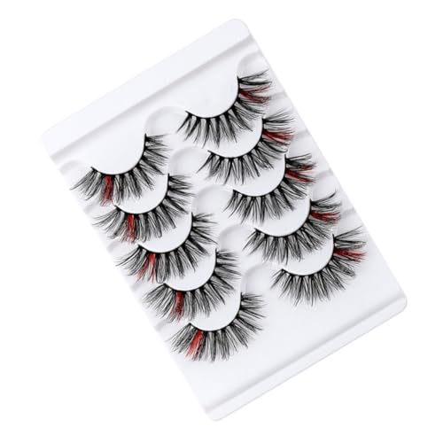 Gatuida 5 Paare Dichte Farbige Falsche Wimpern Natürliche Verlängernde Wimpern für Frauen Wiederverwendbare Leichte Kosmetik eyelashes für Alltag Party Club Halloween Weihnachten von Gatuida