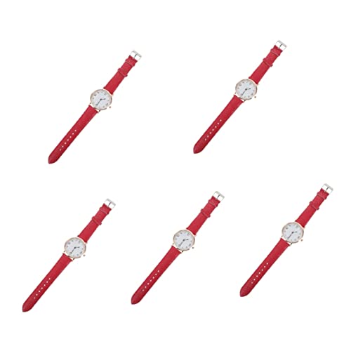 Gatuida 5stücke Einfache Damen Armbanduhr Mit Digitalem Ziffernblatt Elegantes Design Für Casual-Events Schickes Accessoire Mit Robustem Pu-lederarmband von Gatuida