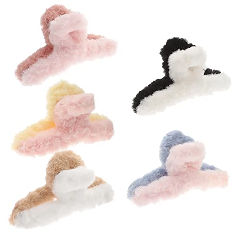 Gatuida 5 Stück Flauschige Haarklammern für Damen Rutschfeste Krallenclips Haaraccessoires für Dickes und Haar für Bad Küche und Make Up Zufällige Farbe Zufällige Farbe von Gatuida