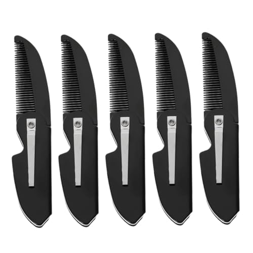 Gatuida 5 Stück Klappbartkamm Tragbarer Schnurrbartkamm Bartkamm klappbar faltbare Bartkämme für Männer Bart-Styling-Kamm Taschenbartbürste Schnurrbartkämme für Männer Plastik Schwarz von Gatuida
