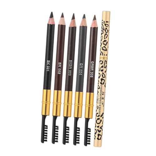 Gatuida 5 Stück Teiliges Augenbrauenstift mit Pinsel Wasserfester Wischfester Bleistift für Natürliche Augenbrauenform Präzise Farbabgabe Geeignet für Damen Make Up und Microblading von Gatuida