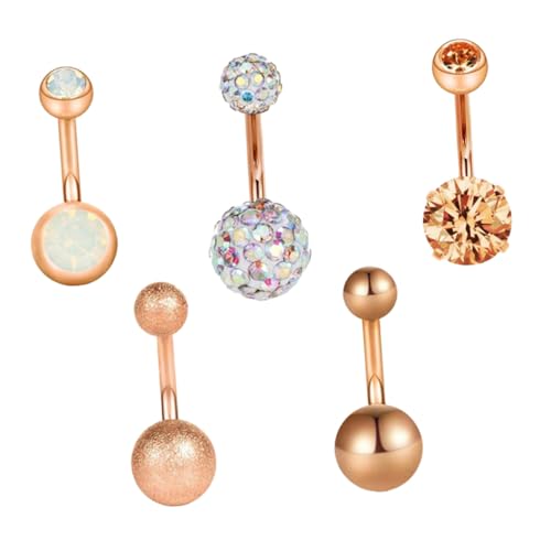 Gatuida 5 Stück Teiliges Bauchnabelpiercing aus rostfreiem Metall mit funkelen Strasssteinen Langlebig und Hautfreundlich Modischer Körperschmuck für Damen für Tanz Party und Alltag von Gatuida