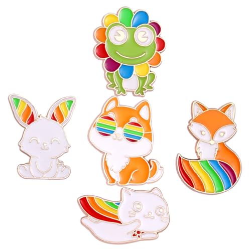 Gatuida 5 Stück Teiliges Cartoon Tier Broschen Emaille Anstecknadeln Damen Broschen Dekorative Pins für Kleidung Taschen Party Weihnachten von Gatuida