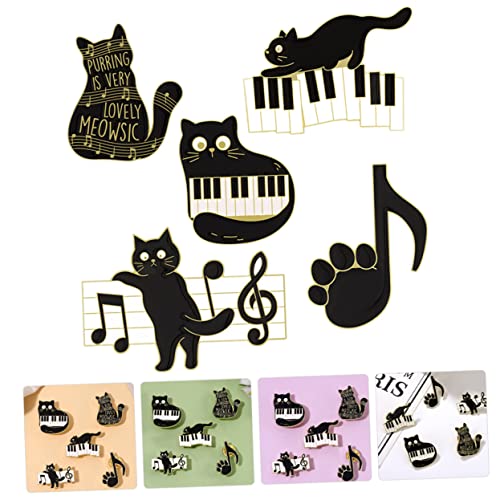 Gatuida 5 Stück Teiliges Cat Pin aus Hochwertiger Niedliche Schwarze Katzen und Notenbroschen Dekorative Cartoon Anstecknadeln für Kleidung Rucksack und Accessoires Langlebig und Modisch von Gatuida