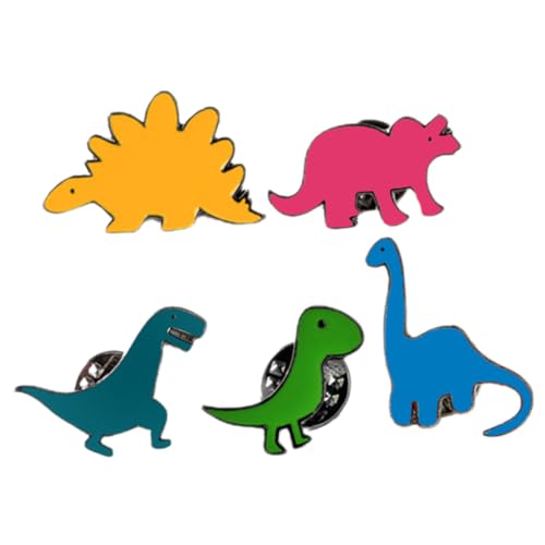Gatuida 5 Stück Teiliges Dinosaurier Anstecknadeln aus Langlebiger Zinklegierung Leichte Emaille Broschen mit Süßem Cartoon design Modische Schmuckaccessoires für Damen Alltag und Festen von Gatuida