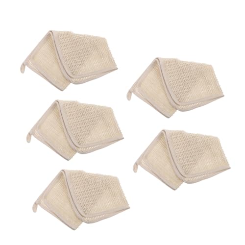 Gatuida 5 Stück Teiliges Duschhandtuch aus Baumwoll Leinen Dickes Peeling Badetuch für Körperreinigung und Gesichtswaschen Sanfter Rückenschrubber zur Hautpflege und Schaumreicherung von Gatuida