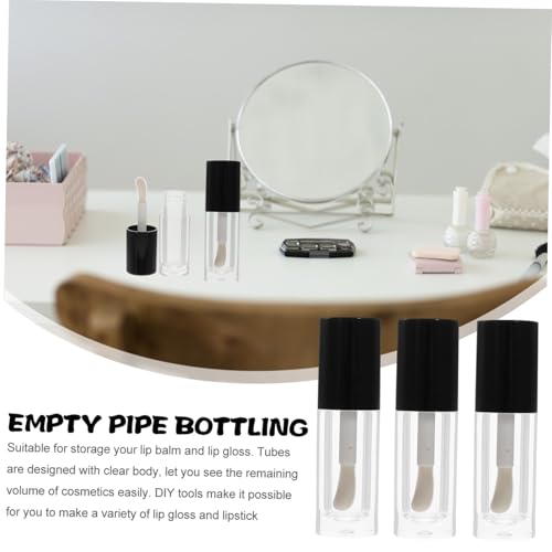 Gatuida 5 Stück Teiliges Leere Lipgloss tuben mit Applikator Nachfüllbare Lippenpflegebehälter für Lip Oil Lip Balm Transparent Auslaufsicher Kompakt für Reisen und DIY Make up von Gatuida