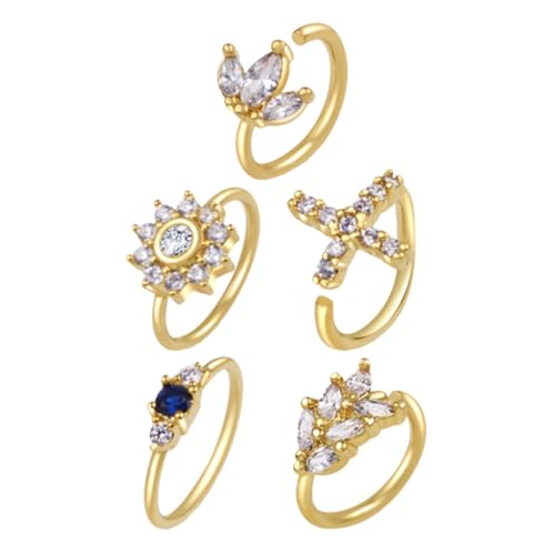 Gatuida 5 Stück Teiliges Nasenring aus Gold mit Mikropavé Zirkonia Hautfreundliche Fake Nose Modischer Nasenschmuck für Damen Langlebig und Sicher für Party und Alltag von Gatuida