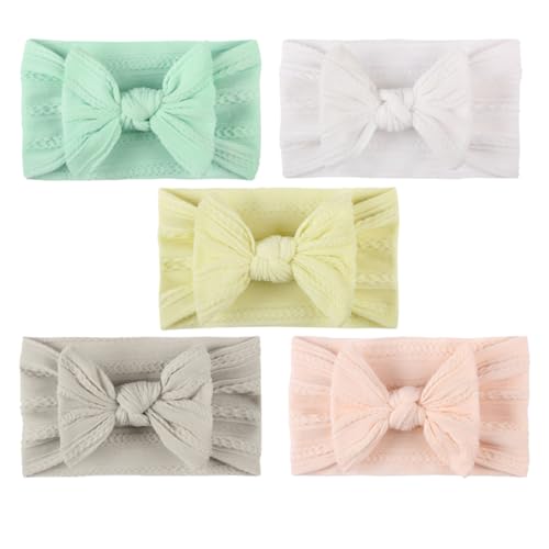 Gatuida 5 Stück Teiliges Nylon Haarschleifen Haarband Einfache Bequeme Kopfbedeckung für Neugeborene und Kleinkinder Weiß Beige Fleischrosa für Duschen Geburtstagsfeiern und Familienfotos von Gatuida