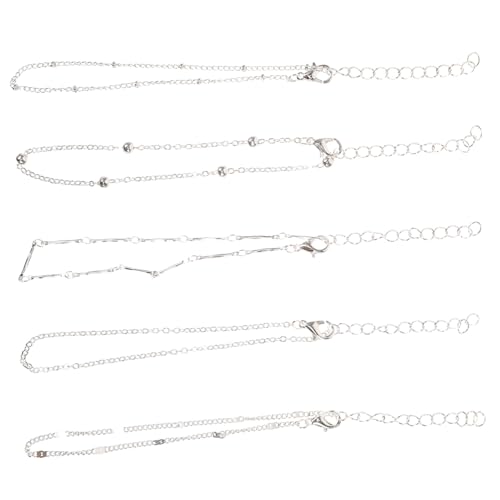Gatuida 5 Stück Teiliges Perlen Fußkettchen Set Damen Boho Knöchelketten Vielseitig Kombinierbar für Alltag Strand und Party Sitzend Silberfarbene Schmuckstücke für Frauen von Gatuida