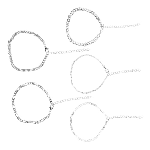 Gatuida 5 Stück Teiliges Verstellbares Fußkettchen Damen Metallkette Leicht Elegant Boho Strand Schmuck für Mädchen und Frauen Sommerliche Fußkette von Gatuida