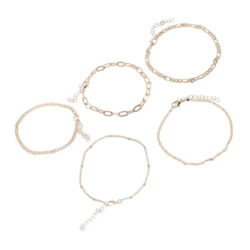 Gatuida 5 Stück Teiliges Verstellbares Metall Fußkettchen Set für Frauen Langlebige Dekorative Fußkette mit Goldfarbener Oberfläche für Partys und Vielseitige Anlässe Komfortabel von Gatuida