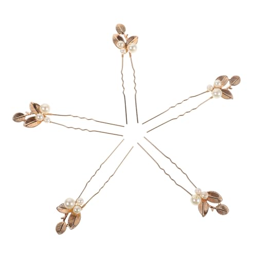 Gatuida 5 Stück Teiliges Vintage Haarnadeln mit Goldfarbenen Perlen und Blattdesign Handgefertigter Brautschmuck für Hochzeit Abschlussball und Stilvolle Partys Luxuriöses von Gatuida