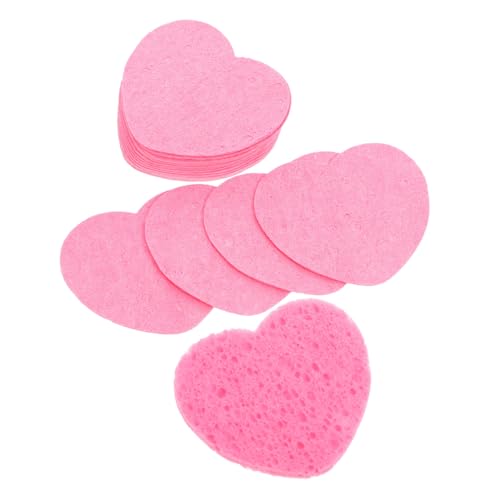Gatuida 50 Stück Herzförmige und Rosa Reinigungspads aus Holzpulpe Wiederverwendbare Make Up Entferner für Sanfte Hautreinigung und Exfoliation Wasserabsorbierend von Gatuida
