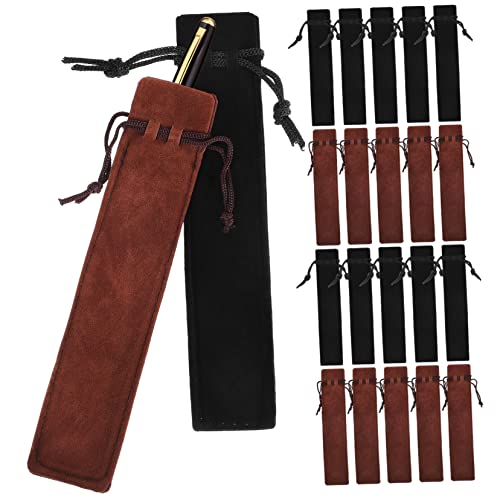 Gatuida 50 Stück Velvet Pen Pouch Schwarz Braun Kordelzug Stift Schutzhüllen Schützt vor Kratzern und Rutschen für Handtaschen und Rucksäcke von Gatuida