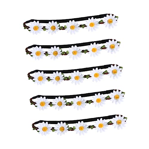 Gatuida 5stücke Hawaii Sonnenblumen Stirnband Blumen Haarband Blumenkranz Haarschmuck Böhmen Stil Kopfbedeckung Party Strand Dekoration Weiß von Gatuida