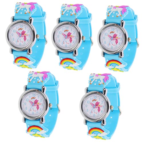 Gatuida 5stücke Silicone Band Kinderuhr Mit Einhorn-Muster Verstellbare Armbanduhr Für Jungen Und Mädchen Leicht Zum Geburtstag Für Junge Mädchen von Gatuida