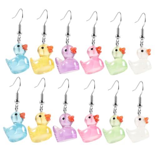 Gatuida 6 Paare Niedliche Enten Ohrhänger Damen Cartoon Ohrringe in Leuchtenden Farben Nachtlicht Ohrschmuck Leicht Modisch für Mädchen von Gatuida