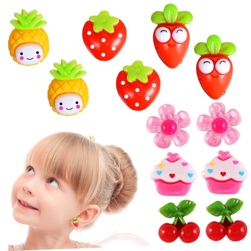 Gatuida 6 Paare Ohrclips Ohrringe Clip Ohrringe für Mädchen Bunte Ohrdekorationen Schmerzfrei Ohrloch Süße Kinderschmuck Geschenkset von Gatuida