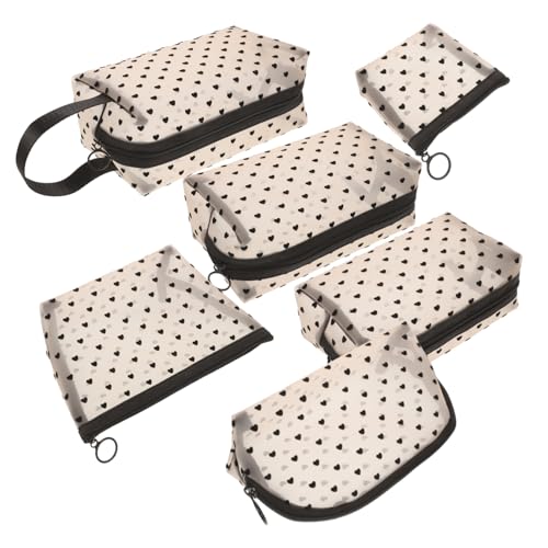Gatuida 6 Stck Teiliges Herz Mesh Kosmetiktaschen mit Reißverschluss Transparente Reise Make Up Organizer für Damen Leicht Tragbar Vielseitig für Lippenstifte Pinsel und von Gatuida