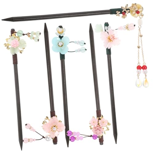 Gatuida 6 Stck Teiliges Vintage Chinesische Holz Haarstäbchen mit Blumenmotiv Haarnadeln für Formelle Frisuren Retro Haarschmuck für Frauen Geeignet für Hochzeiten und Partys von Gatuida
