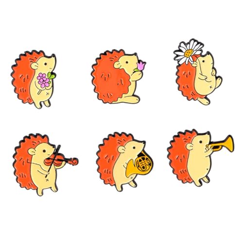 Gatuida 6 Stück Cartoon Tierbroschen Igel Anstecknadeln aus Legierung mit Rückverschluss Niedliche Broschen für Kleidung Rucksack Hüte Geschenkidee für Freunde und Familie von Gatuida