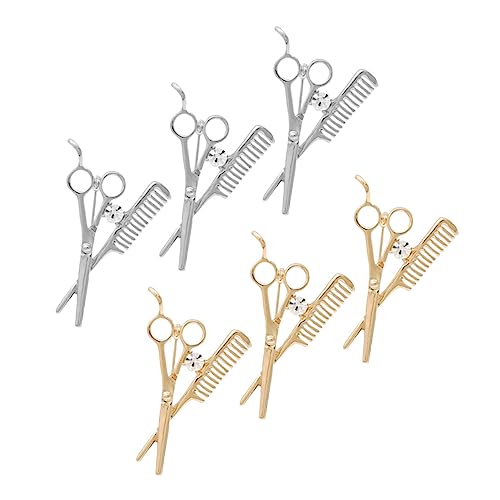 Gatuida 6 Stücke Herren Anzug Brosche Kleiner Glänzende Friseur Scherenkamm Brosche für Männer Dekorative Anstecknadeln Zubehör für Friseure und Haarstylisten von Gatuida