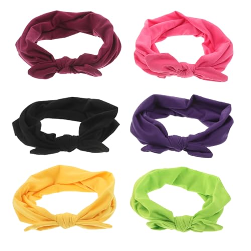 Gatuida 6 Stück Elastische Stirnbänder Damen mit Hasenohren Schleife Rutschfeste Sport und Yoga Headwraps Kopfbänder für Laufen und Fitness Flexibler Sicherer Halt von Gatuida
