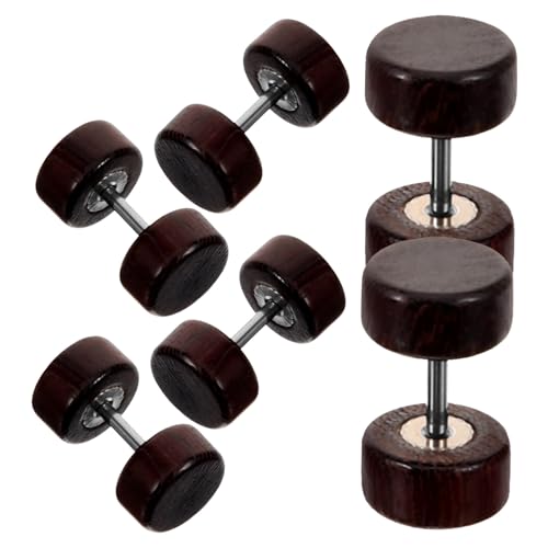 Gatuida 6stücke Kreisflache Rückseite Ohrringe Für Männer Damen Hantelohrringe Fake-plug-ohrringe Aus Edelstahl Und Holz Winzige Ohrringe Für Verschiedene Anlässe von Gatuida