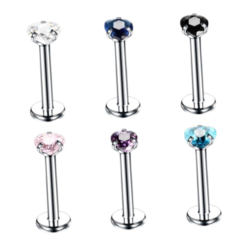 Gatuida 6 Stück Herzförmiges Nasenpiercing Teilig Zirkonia Langlebig für Damen und Herren Modischer Körperschmuck von Gatuida