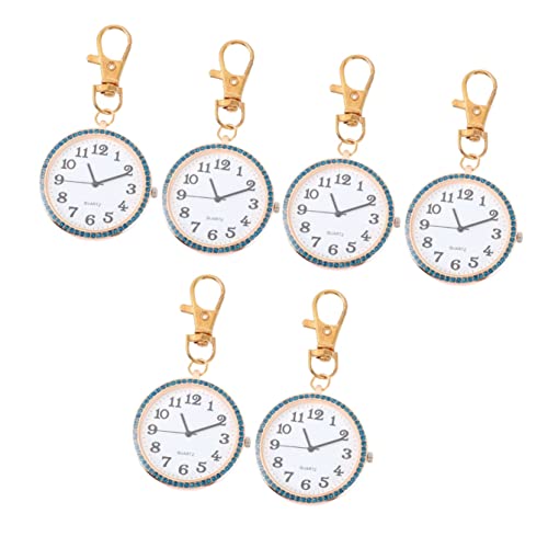 Gatuida 6stücke Taschenuhr Schlüsselanhänger Mit Clip Große Ziffern Und Strass Tragbare Uhr Für Erwachsene Modisches Accessoire Für Alltag Und Besondere Anlässe von Gatuida